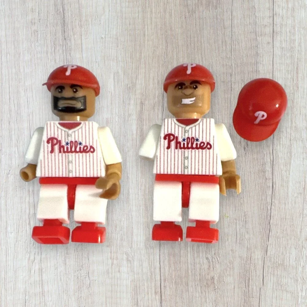 LEGO Philadelphia Phillies Minifigures Baseball Players Uniform Helmets Lot